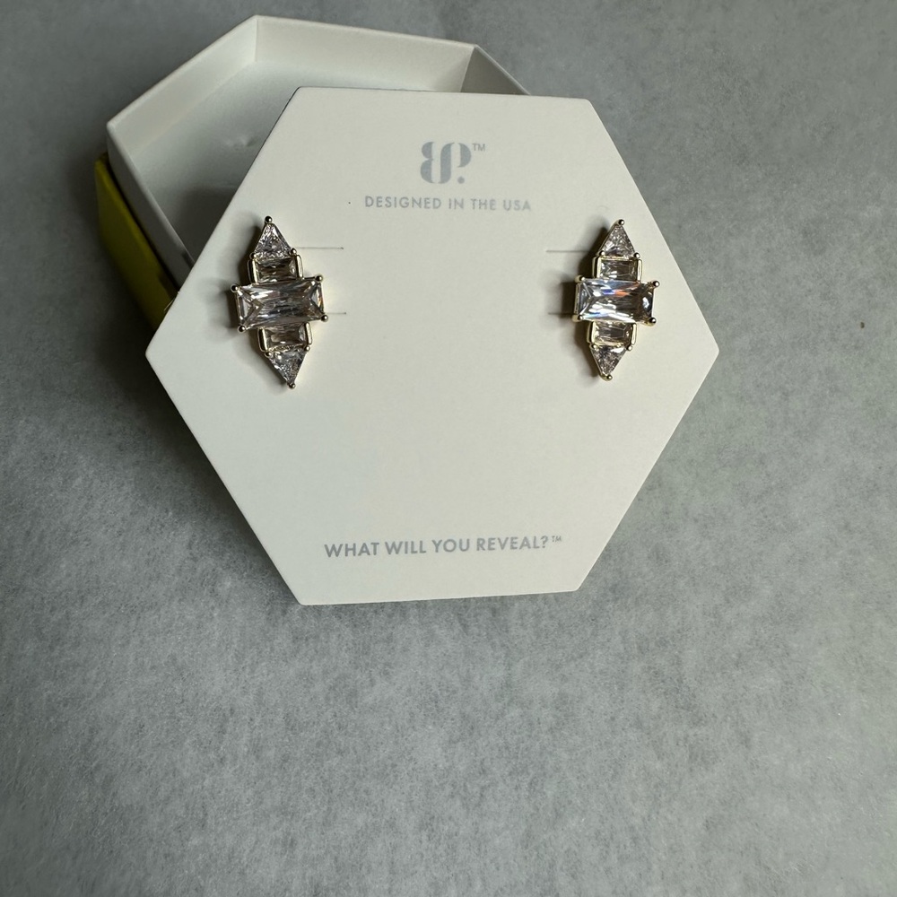 Diamond CZ on Gold Earrings